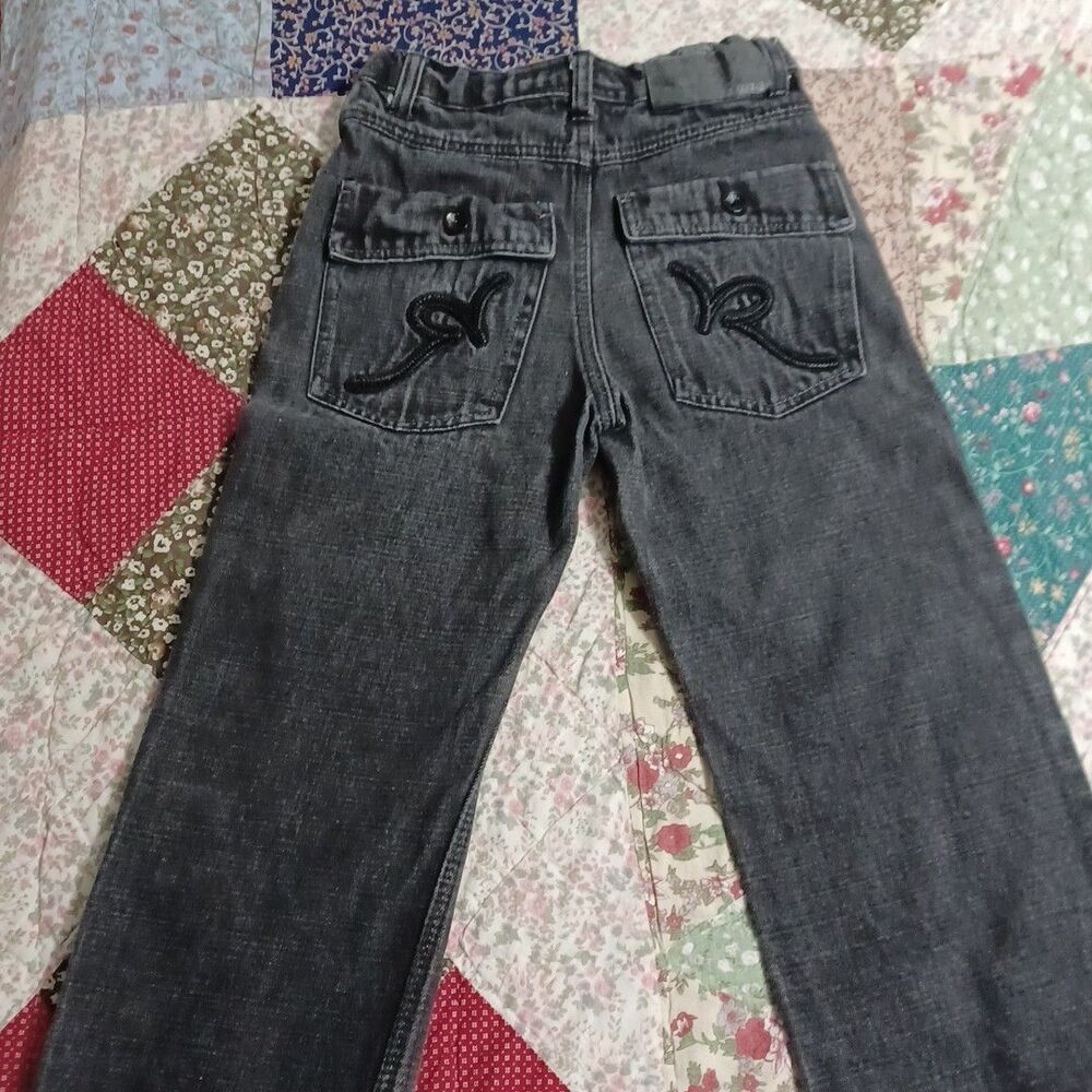 Vintage Rocawear Jeans Boys Size 7 Wide Leg Baggy Medium Wash 90s Y2K Hip Hop